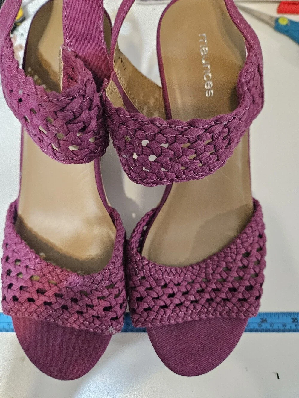 Maurices Women’s Braided Wedge Sandals in Berry Pink